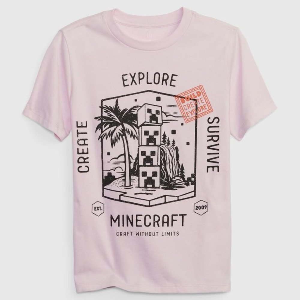 GAP Girls T-Shirt Minecraft Short Sleeve Tee Purple XL New NWT